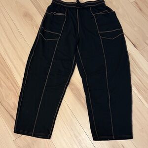 NEW Comfy Finds You Super Soft Black Joggers with Brown Stitching
